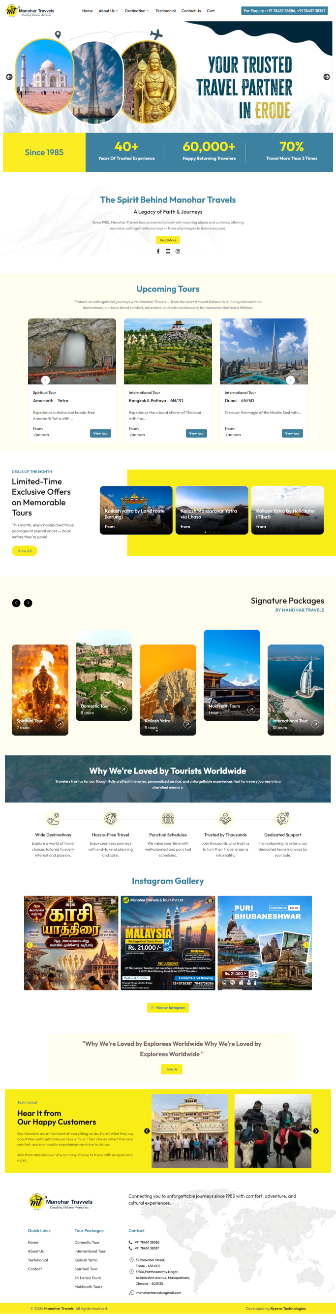 Manohar Travels website hero